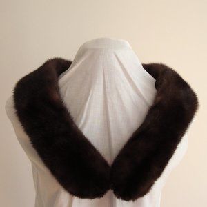Brown Mink Fur Stole/Shoulder Wrap/Collar-OS